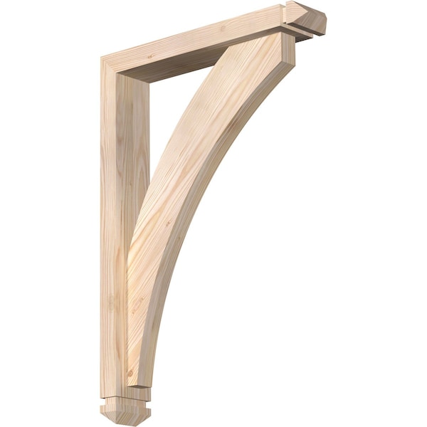Ekena Millwork Thorton Arts and Crafts Smooth Bracket w/ Offset Brace, Douglas Fir, 3 1/2"W x 18"D x 26"H BKT0402X18X26THR03SDF - main